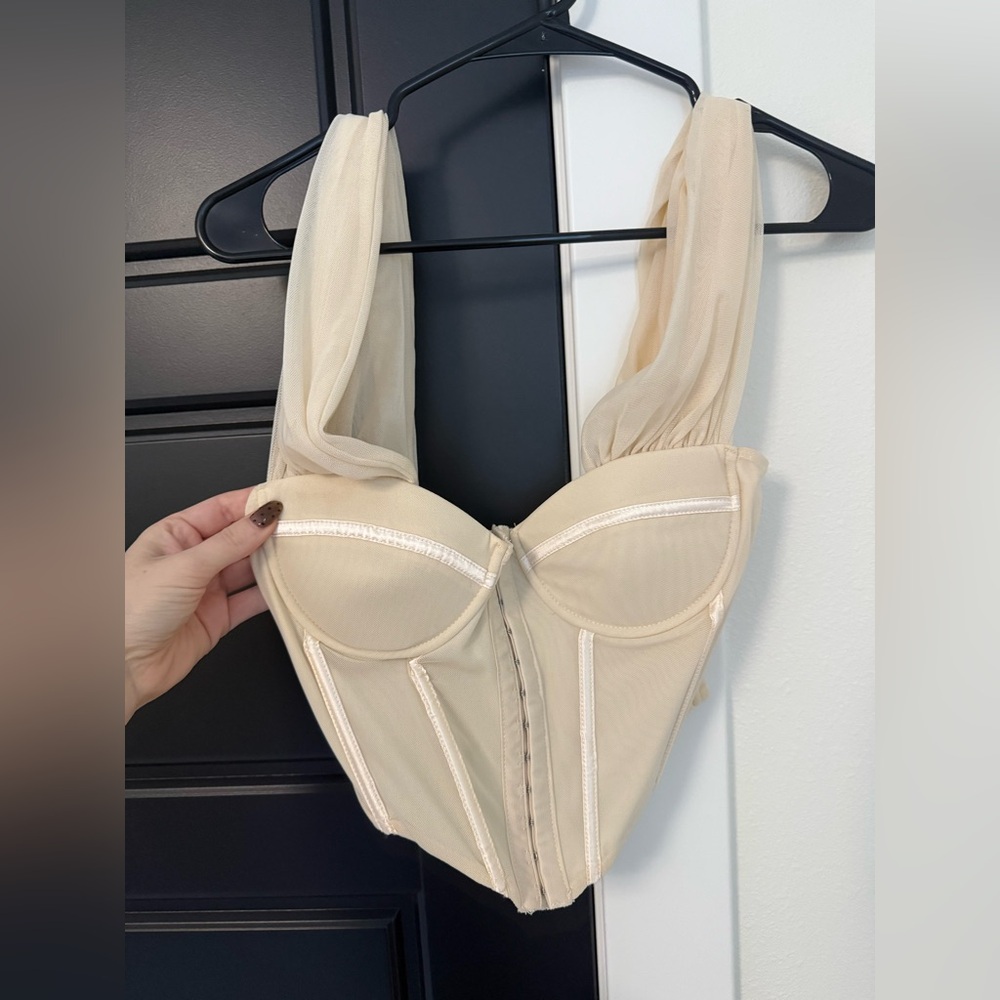 12th Tribe Cream Sheer Corset Bra